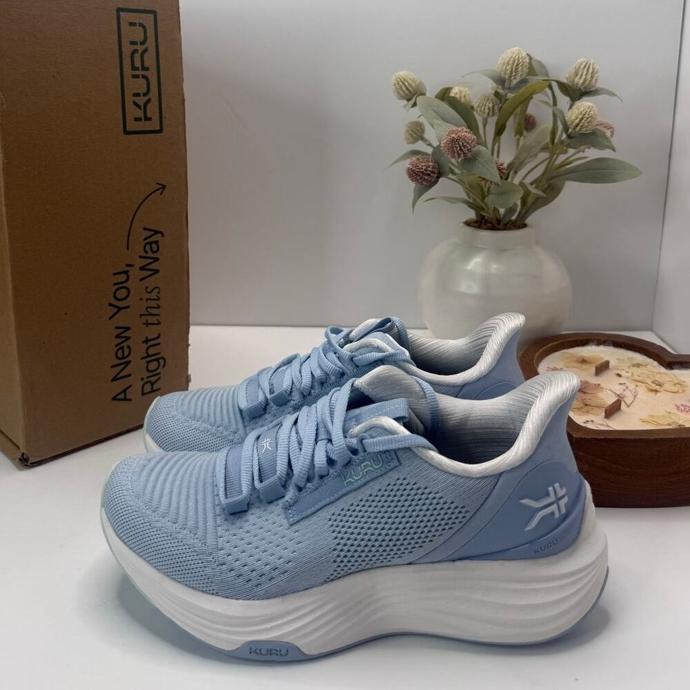 Kuru Atom 2 Walking Comfort Sneaker Mist Blue/Bright White Women 5.5 Wide NWB